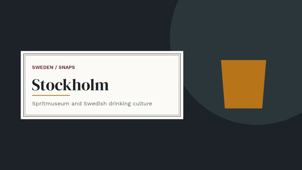 Label-style cover with a small glass — Stockholm drinks guide