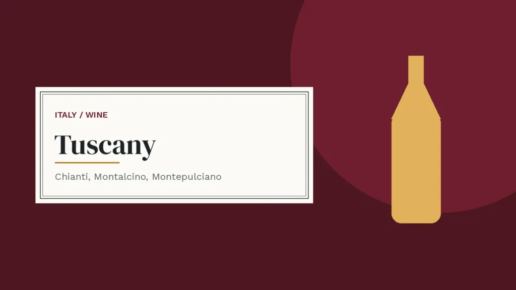 Label-style cover with a wine bottle — Tuscany wine journey